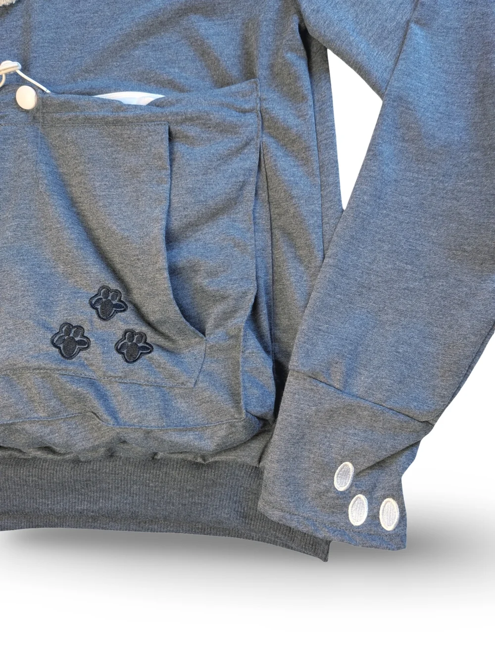 Amazon Dog Carrier Gray Hooded Sweatshirt with Pom-Poms And Ears Size M